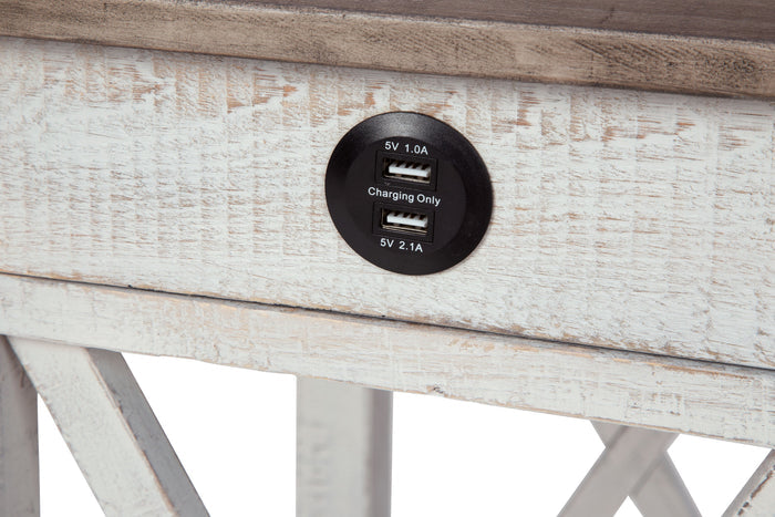 Adalane - White / Gray - Accent Table by Signature Design by Ashley® | Bel Furniture