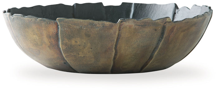 Aidman Bowl Black and Antique Gold Finish