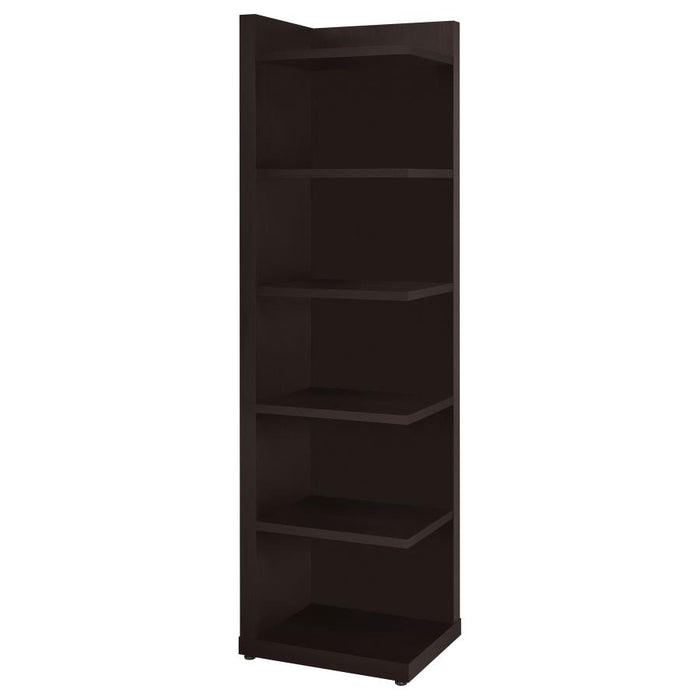 Alder 6-Shelf Corner Bookcase Cappuccino