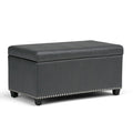 Amelia - Transitional Storage Ottoman Bench Dark Gray Faux Leather by Simpli-Home | Bel Furniture
