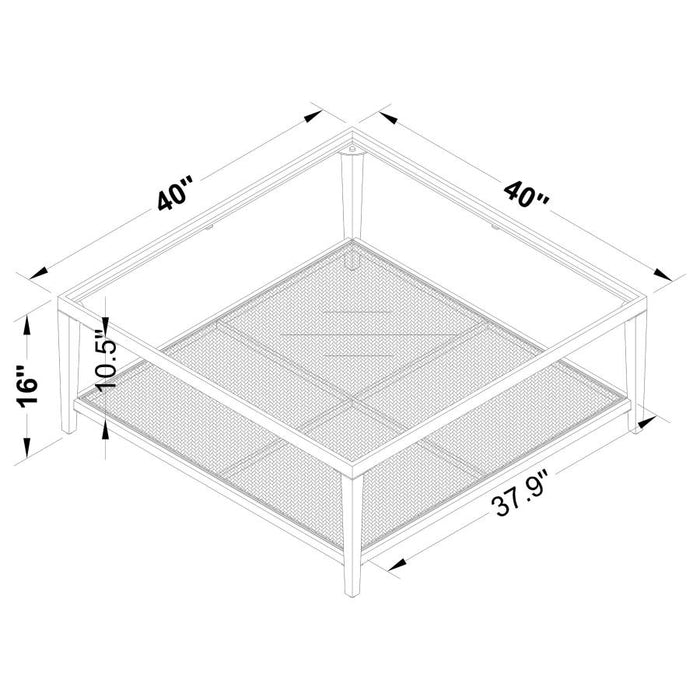 Amherst - Glass Top Metal with Cane Shelf Table