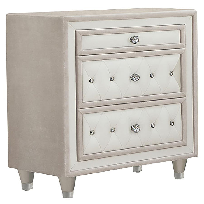 Antonella Upholstered 3-Drawer Nightstand