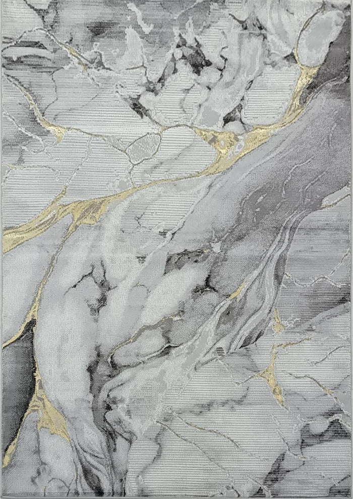 .Artema Gray/Gold Power-Loomed Area Rug 6' 6" x 9' 0"