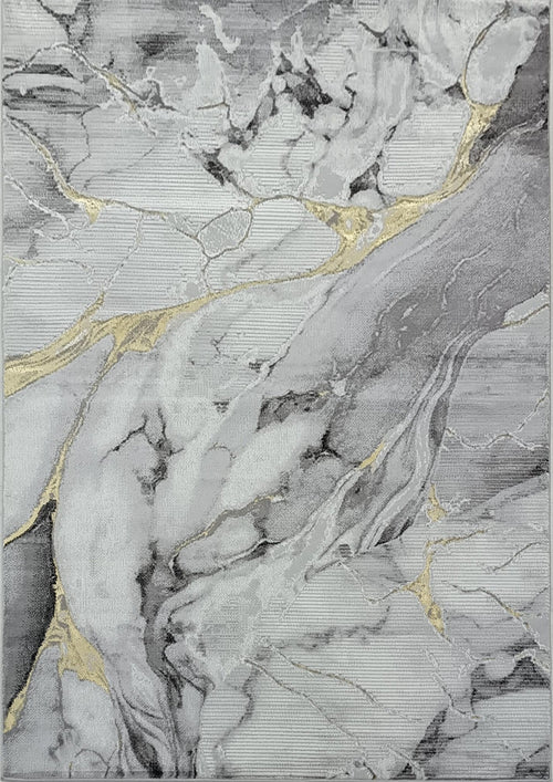 .Artema Gray/Gold Power-Loomed Area Rug 6' 6" x 9' 0"