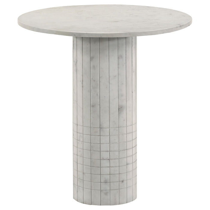 Astoria - Round Genuine Marble Side End Table - White