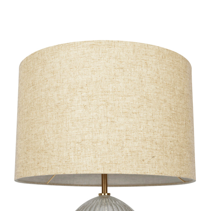 Aurora - Ribbed Lamp Base Clear Table Lamp Large Linen Shade - Beige / Clear / Gold by Ashcroft Furniture | Bel Furniture