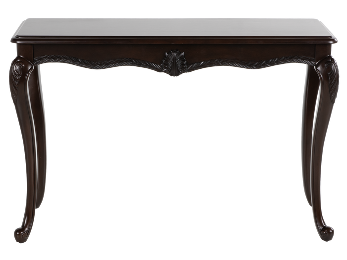 Avelina Traditional Dark Cherry Sofa Table with Carved Cabriole Legs
