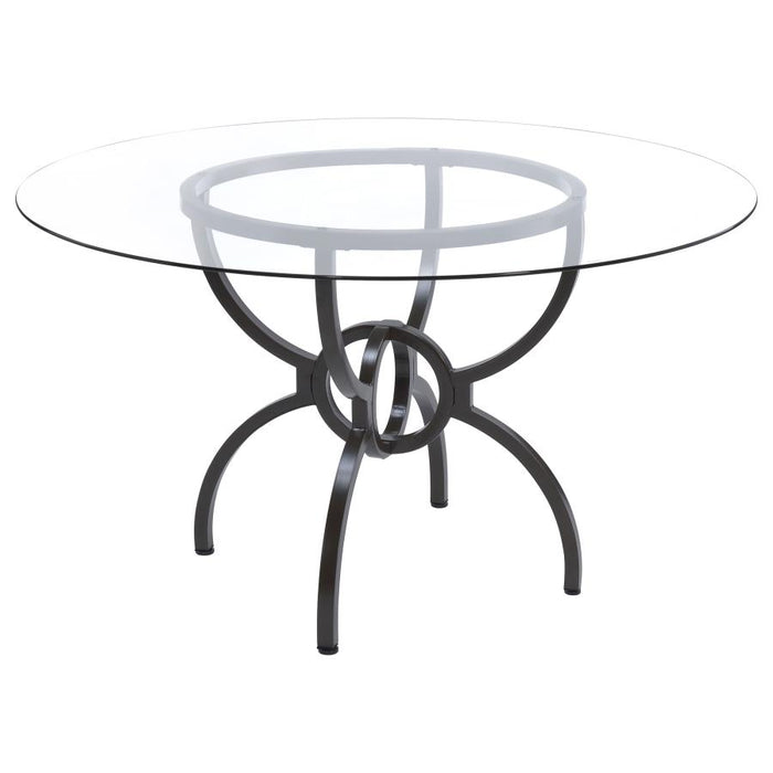Aviano Round Glass Top Metal Dining Table Gunmetal