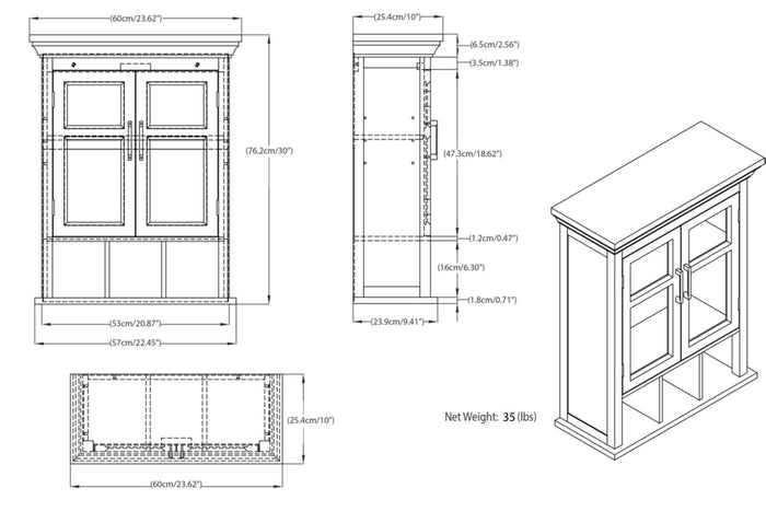 Avington - Two Door Wall Cabinet With Cubbies - Pure White by Simpli-Home | Bel Furniture