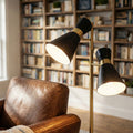 Axis Floor Lamp With 4 Way Switch Double Spots With Base Black and Gold