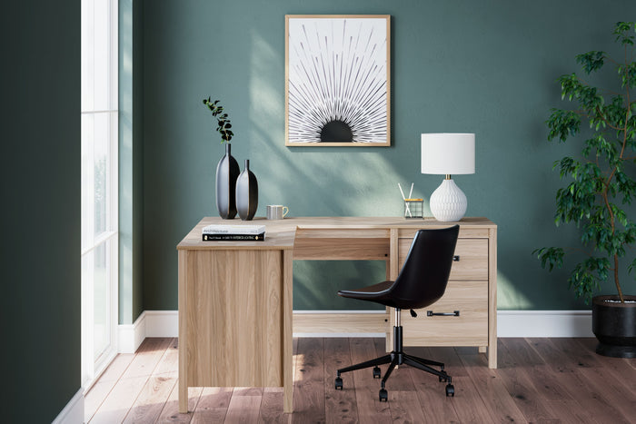 Battelle - Tan - 60" Home Office Desk With Return by Signature Design by Ashley® | Bel Furniture