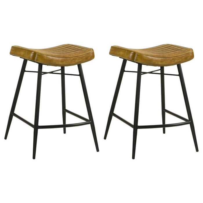 Bayu Leather Upholstered Counter Stool (Set of 2)