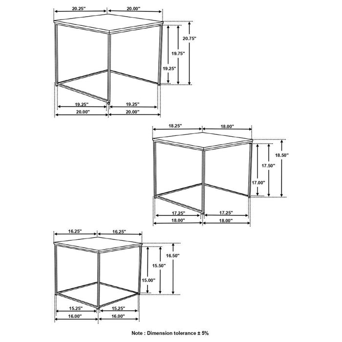 Belcourt - 3 Piece Square Nesting Tables - Natural And Black