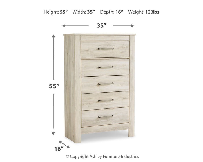 Bellaby - Five Drawer Chest - Whitewash - view 7