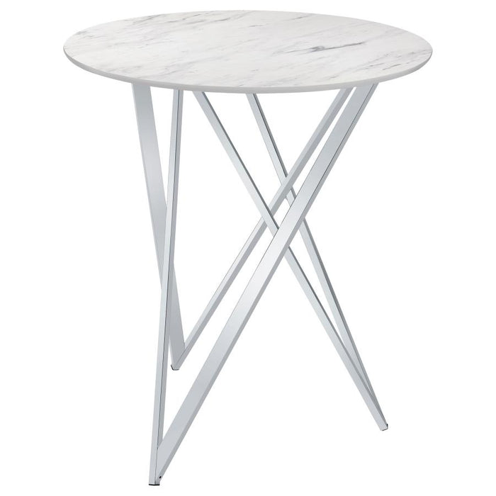 Bexter Round Faux Marble Bistro Bar Table Chrome