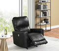 Black Air Leather Power Rocker Recliner with USB Charging