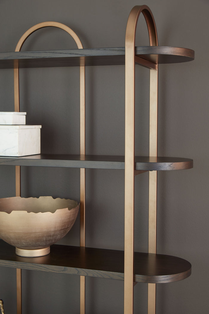 Brentmour - Brown / Gold Finish - Bookcase by Signature Design by Ashley® | Bel Furniture