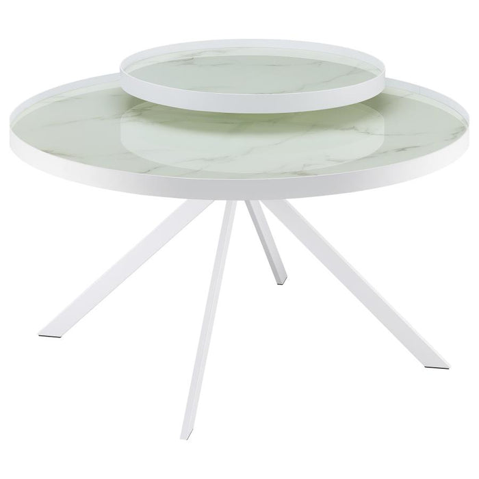 Briggs Round Marble Printed Glass Top Coffee Table