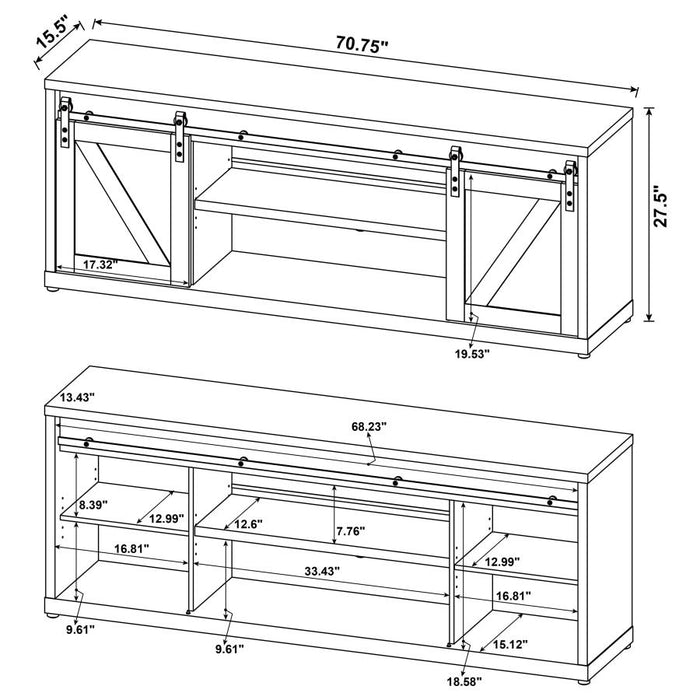 Brockton - 3-shelf Sliding Doors TV Console