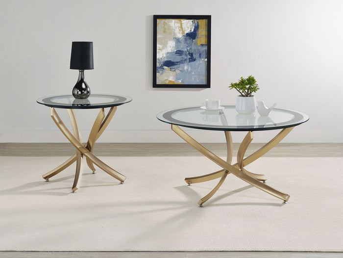 Gold / 2 Pc. Coffee Table, End Table