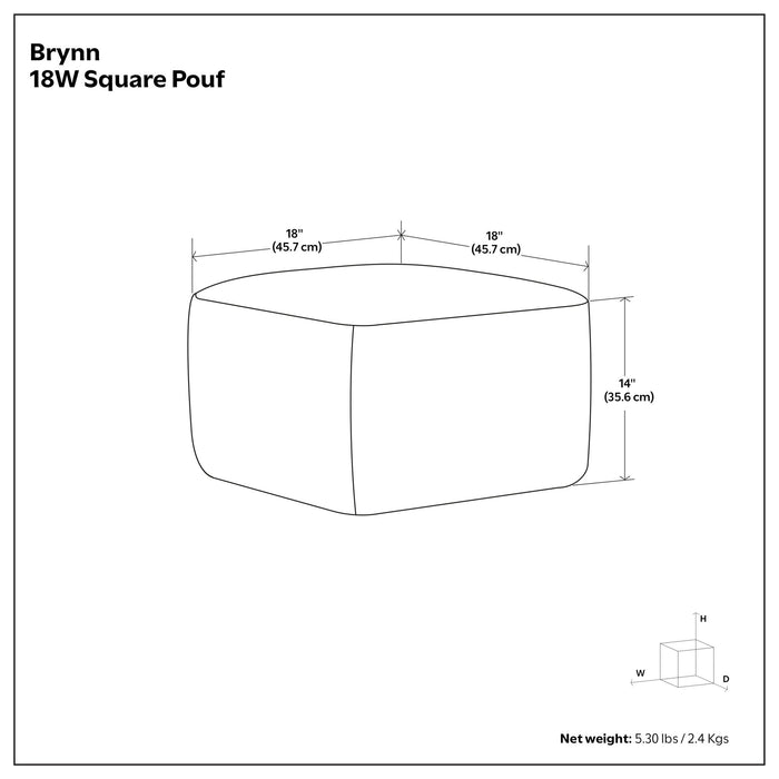 Brynn - Square Pouf - Patterned Black / Natural - view 5
