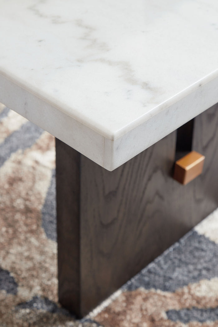 Burkhaus - White / Dark Brown - Rectangular Cocktail Table by Signature Design by Ashley® | Bel Furniture