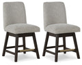 Burkhaus - Upholstered Swivel Barstool (Set of 2) - Beige / Dark Brown