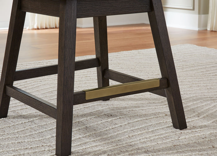 Burkhaus - Beige / Dark Brown - Upholstered Swivel Barstool (Set of 2) by Signature Design by Ashley® | Bel Furniture