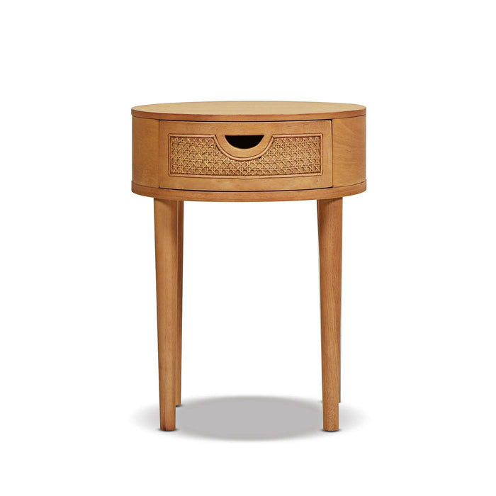 Cabana - Round Cane Storage Side Table - Natural Brown Oak - view 3