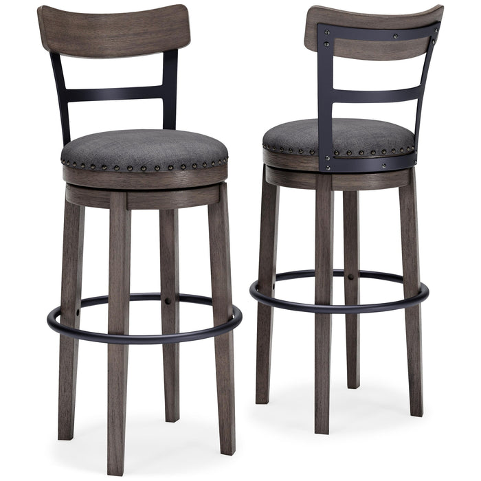 Caitbrook - Tall UPH Swivel Barstool - Gray - view 3