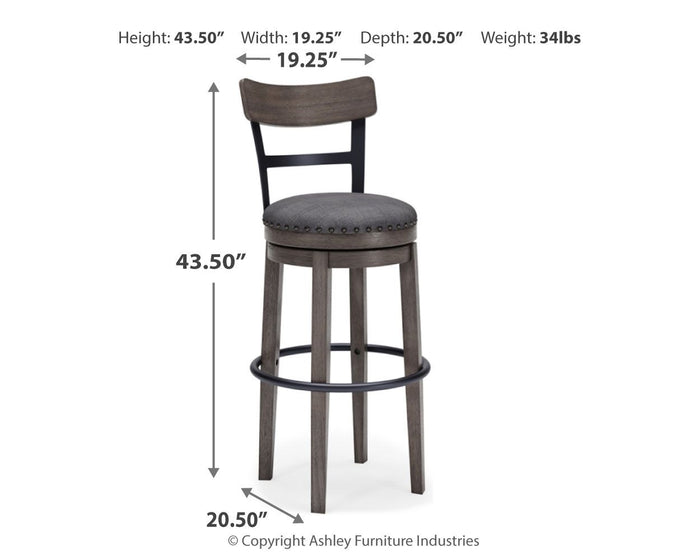 Caitbrook - Gray - Tall UPH Swivel Barstool by Signature Design by Ashley® | Bel Furniture