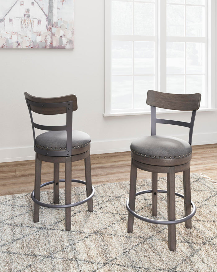 Caitbrook - UPH Swivel Barstool - Gray - view 6
