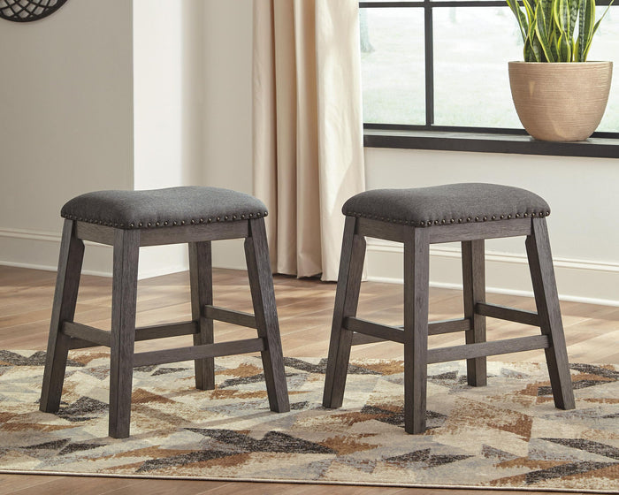 Caitbrook - Upholstered Stool (Set of 2) - Gray - view 3