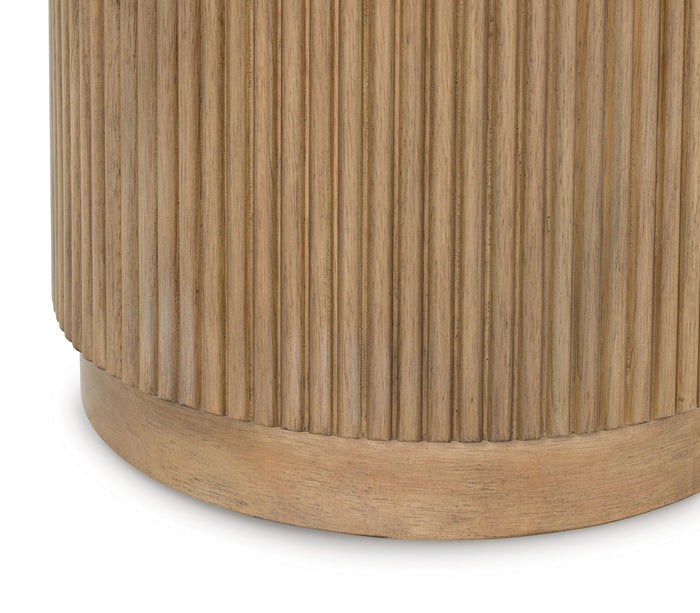 Camdill - Round End Table - Light Brown / White - view 2