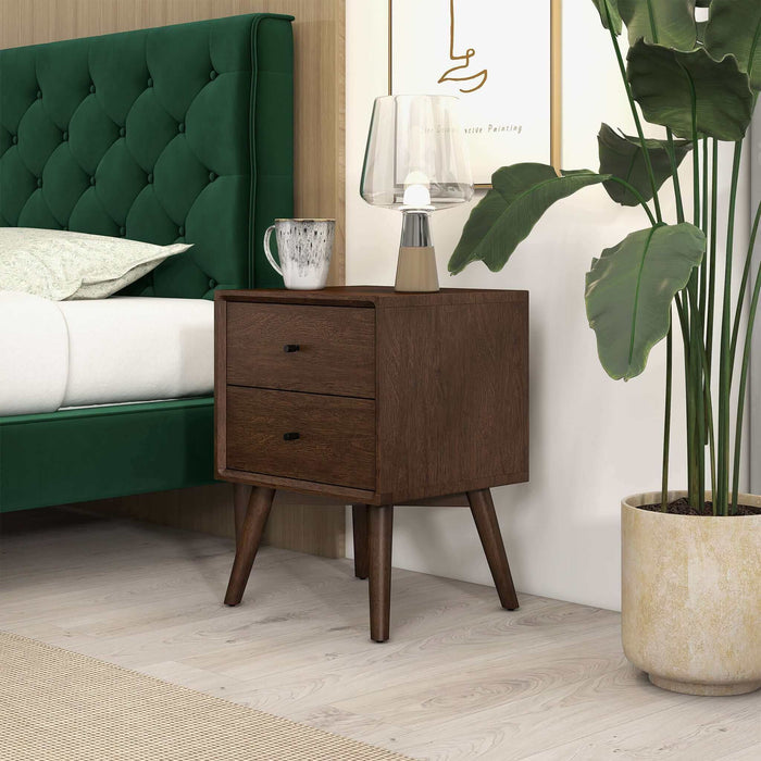 Caroline - Mid-Century Modern Style Night Stand 2 Drawer - view 7