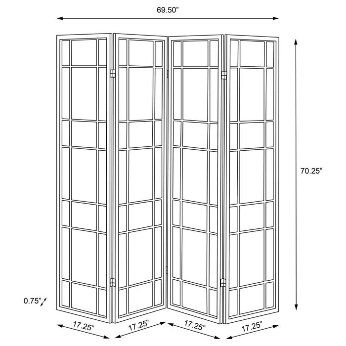Catabella - 4-Panel Room Divider Folding Shoji Screen Floral - Black