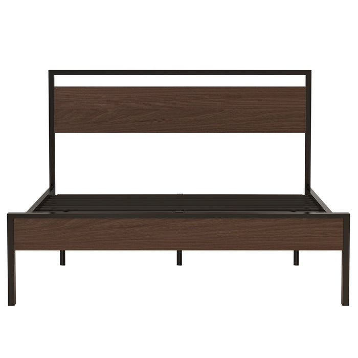 Ceres Metal Bed With Wood Headboard and Footboard