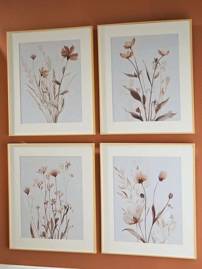 Chettings - Beige / Gray / Blush - Wall Art Set (Set of 4) by Signature Design by Ashley® | Bel Furniture