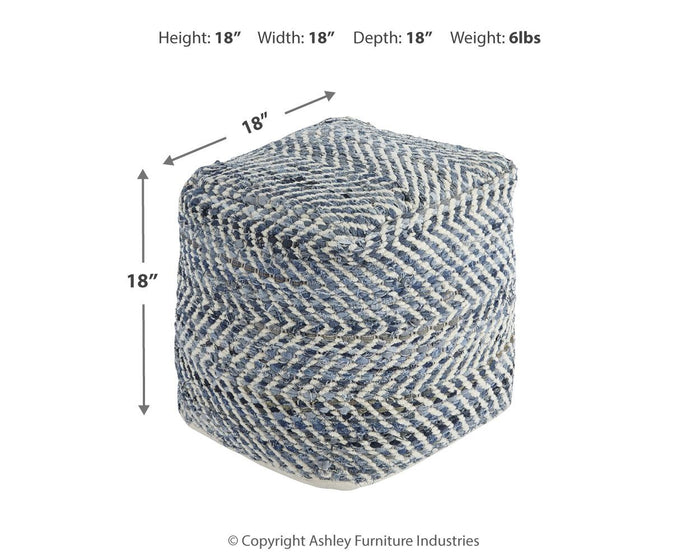 Chevron - Blue - Pouf by Signature Design by Ashley® | Bel Furniture