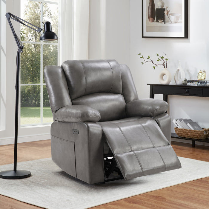 Contemporary Gray Dual Power Recliner w/ Power Headrest & Power Footrest