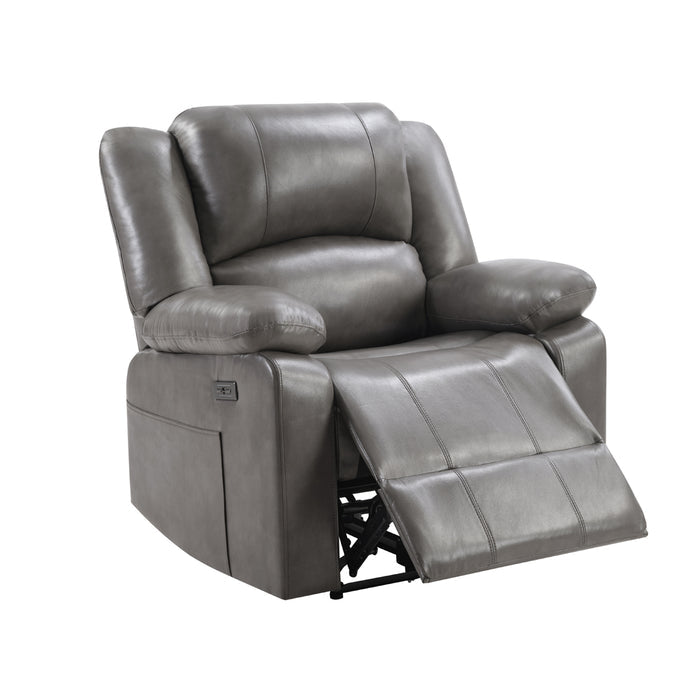 Contemporary Gray Dual Power Recliner w/ Power Headrest & Power Footrest - view 2
