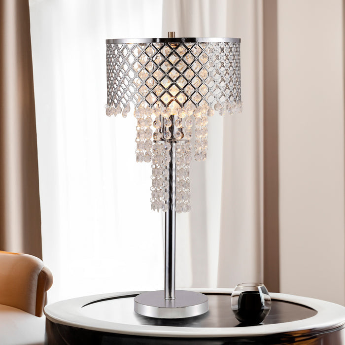 Crystal On Mesh Table Lamp 28"H