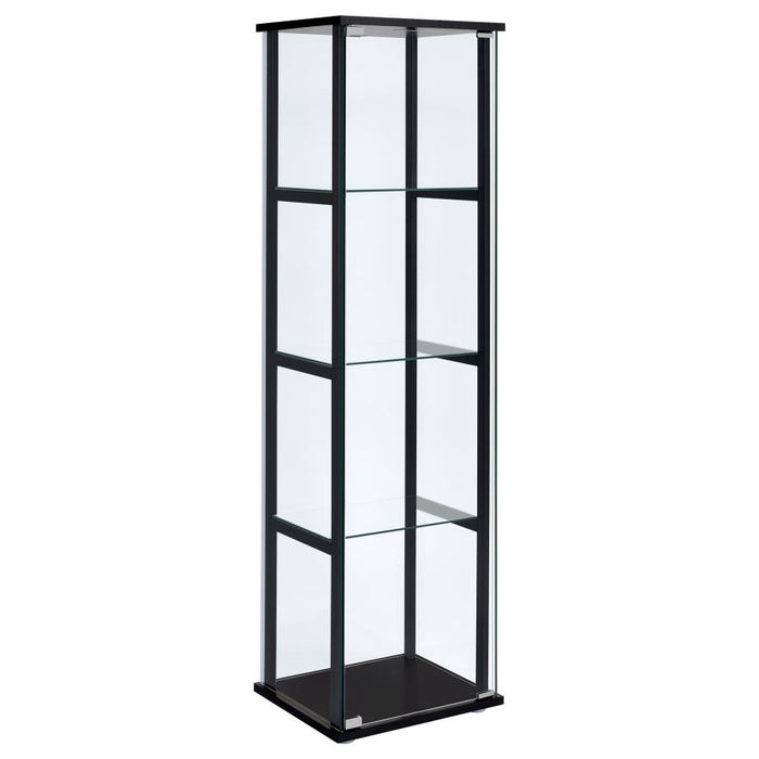 Cyclamen 4-Shelf Clear Glass Curio Display Cabinet Black