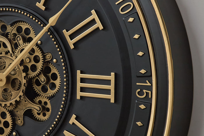 Dairton - Black / Gold Finish - Wall Clock by Signature Design by Ashley® | Bel Furniture