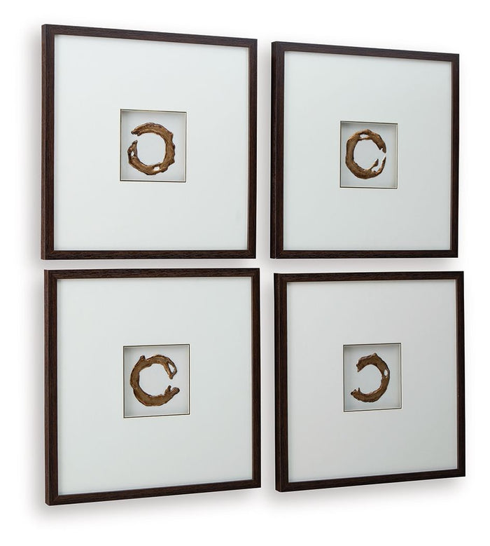 Dallbourne - Wall Art Set (Set of 4) - White / Gold Finish - view 4