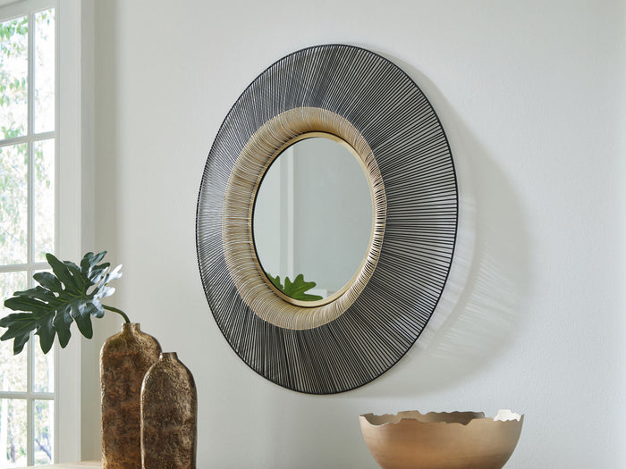 Dallmen - Accent Mirror - Black / Gold Finish - view 2