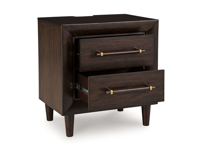 Dantenton - Two Drawer Night Stand - Merlot - view 5