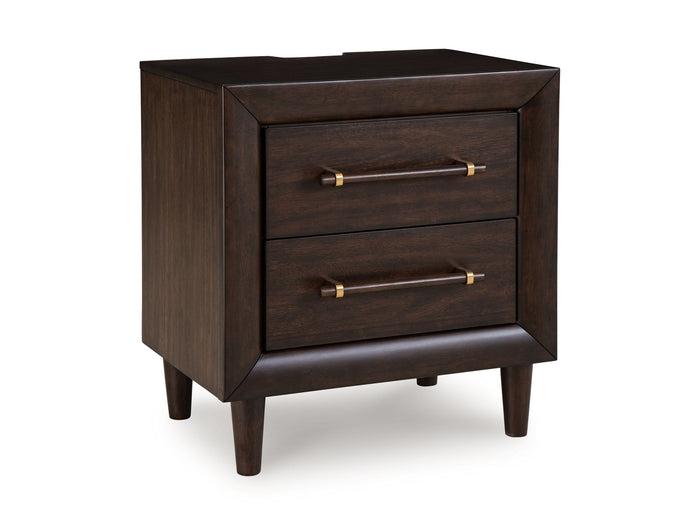 Dantenton - Two Drawer Night Stand - Merlot - view 6