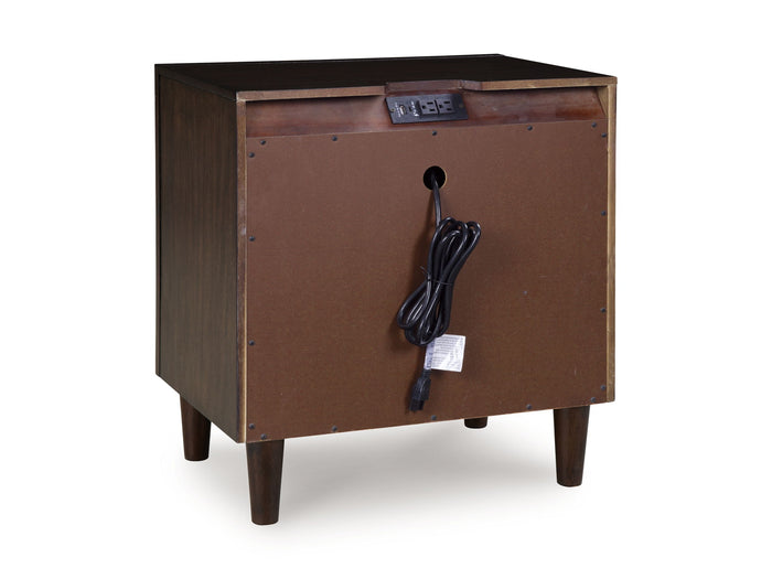 Dantenton - Two Drawer Night Stand - Merlot - view 8