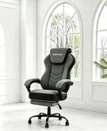 Dark Grey Racing-Style High-Back Office Chair with Padded Arms